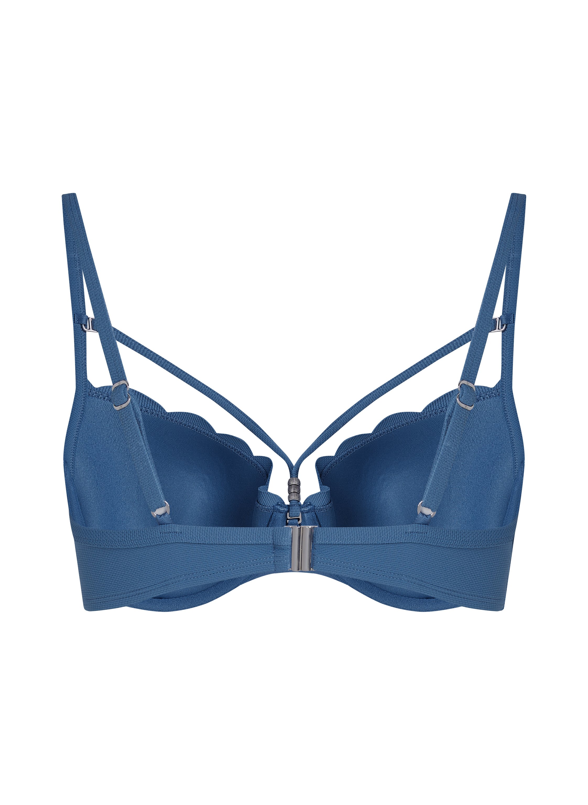 Scallop Padded Underwired Bikini Top, Blue, main