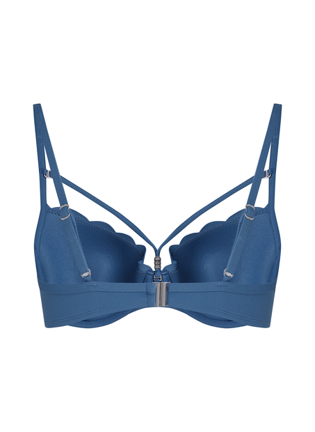 Scallop Padded Underwired Bikini Top, Blue