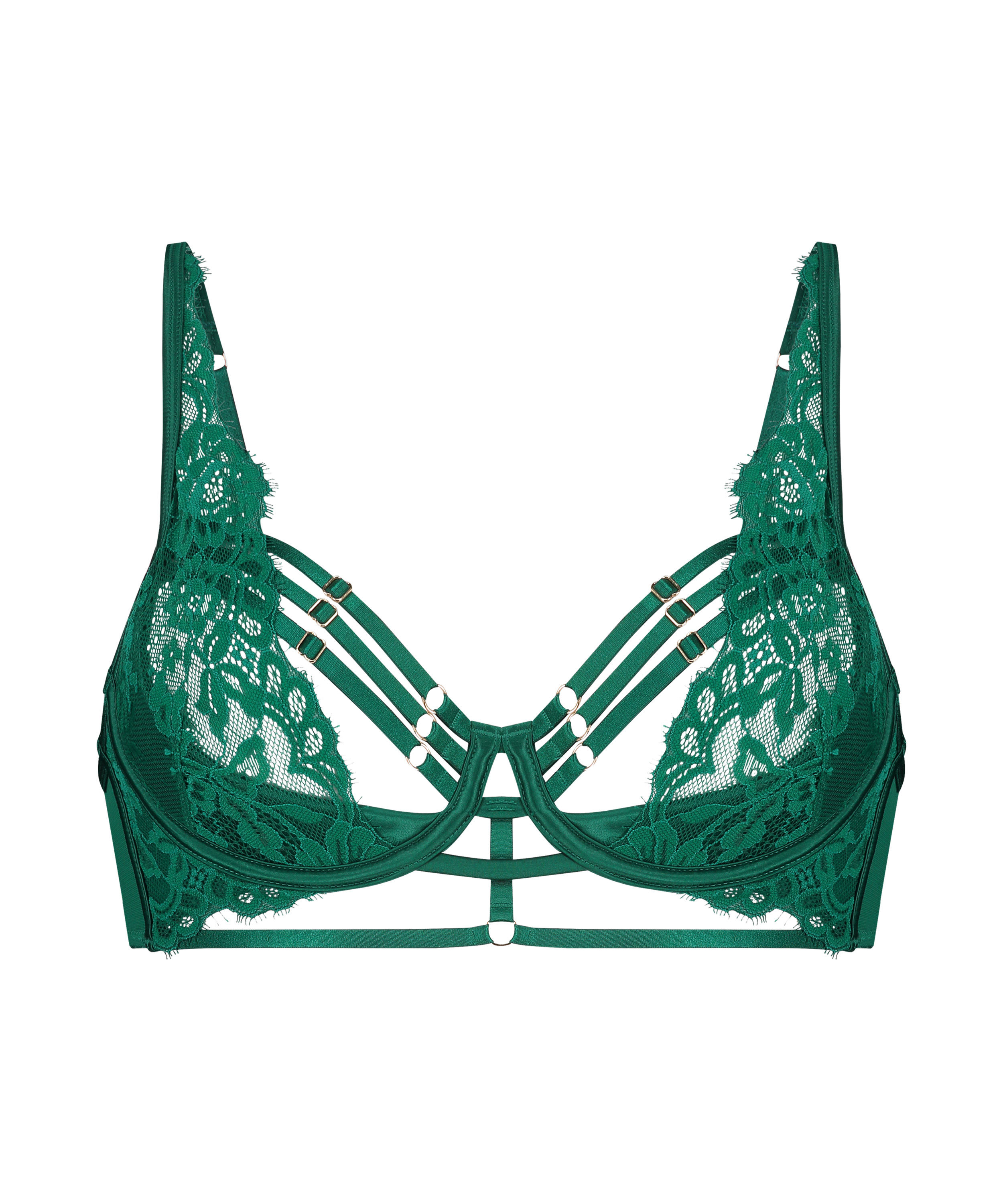 Iggy Half-Padded Underwired Longline Bra, Green, main
