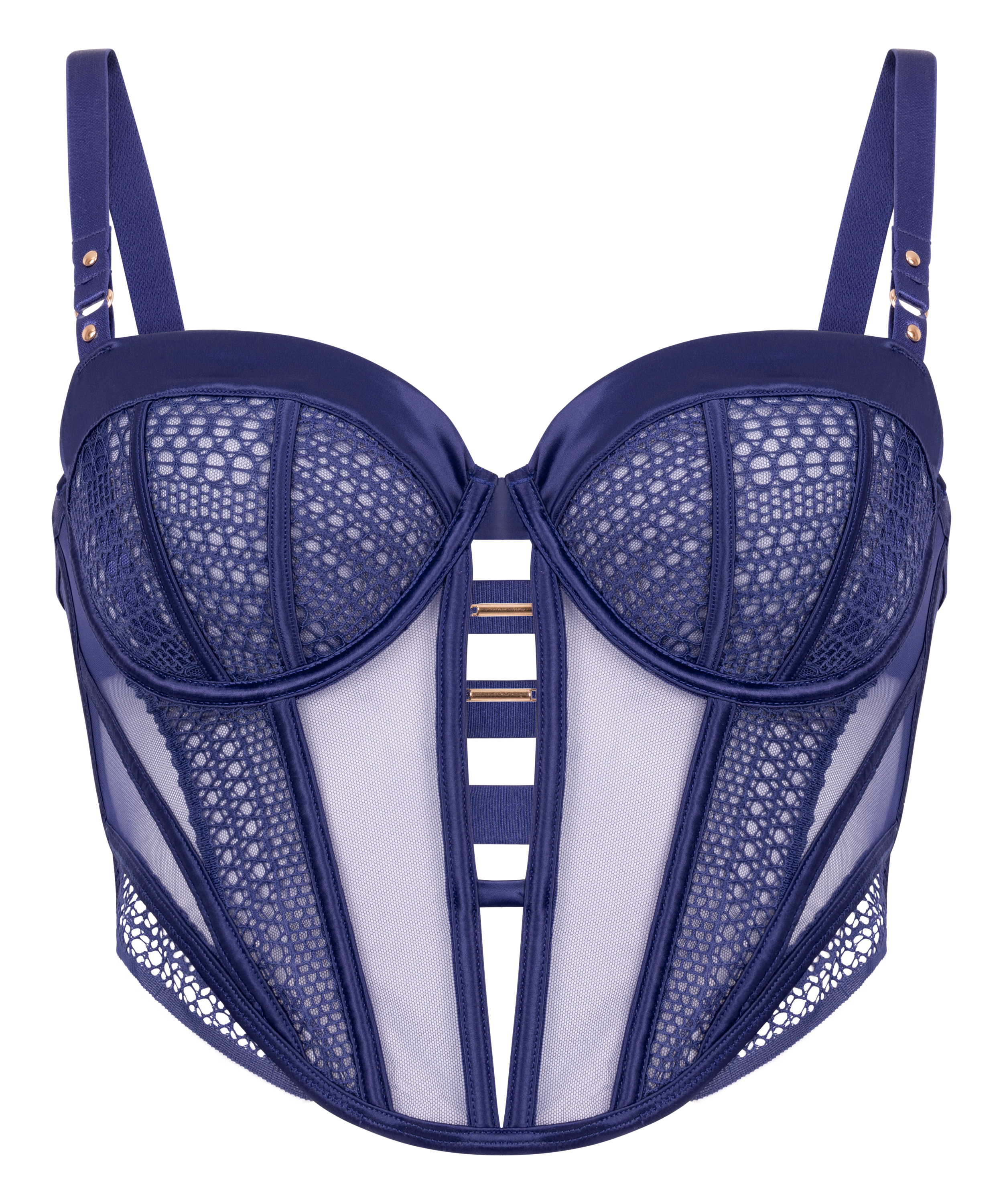 Missy Non-Padded Underwired Longline Bra, Blue, main