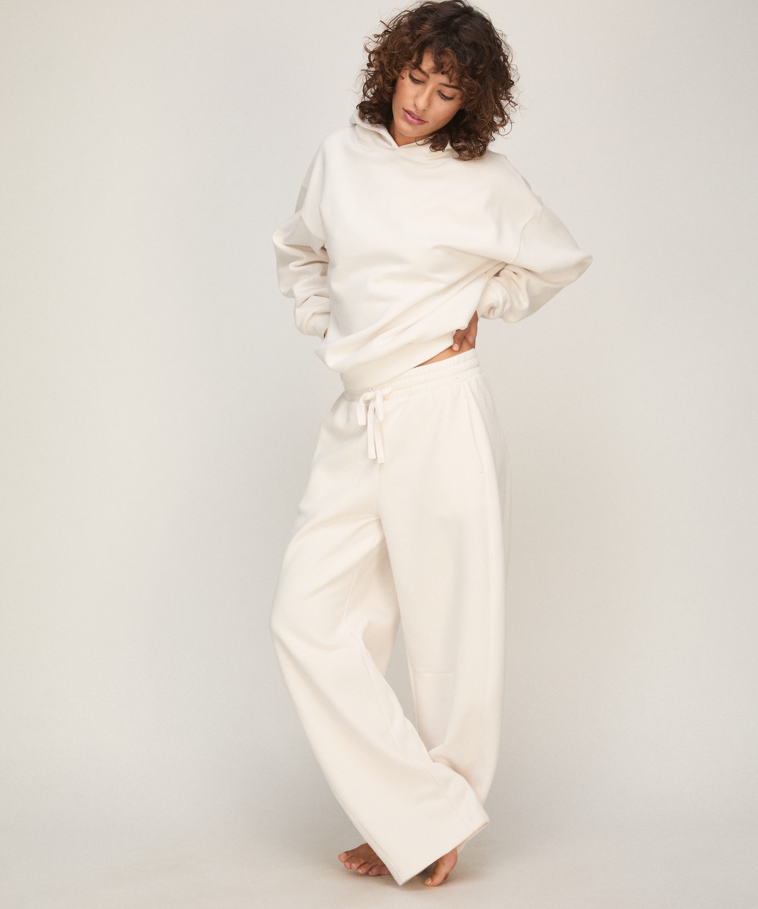 Pants Barrel Brushed Sweat, White, main