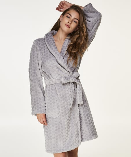 Fleece Bathrobe, Gray