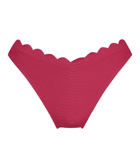 Scallop High-Leg Bikini Bottoms, Pink