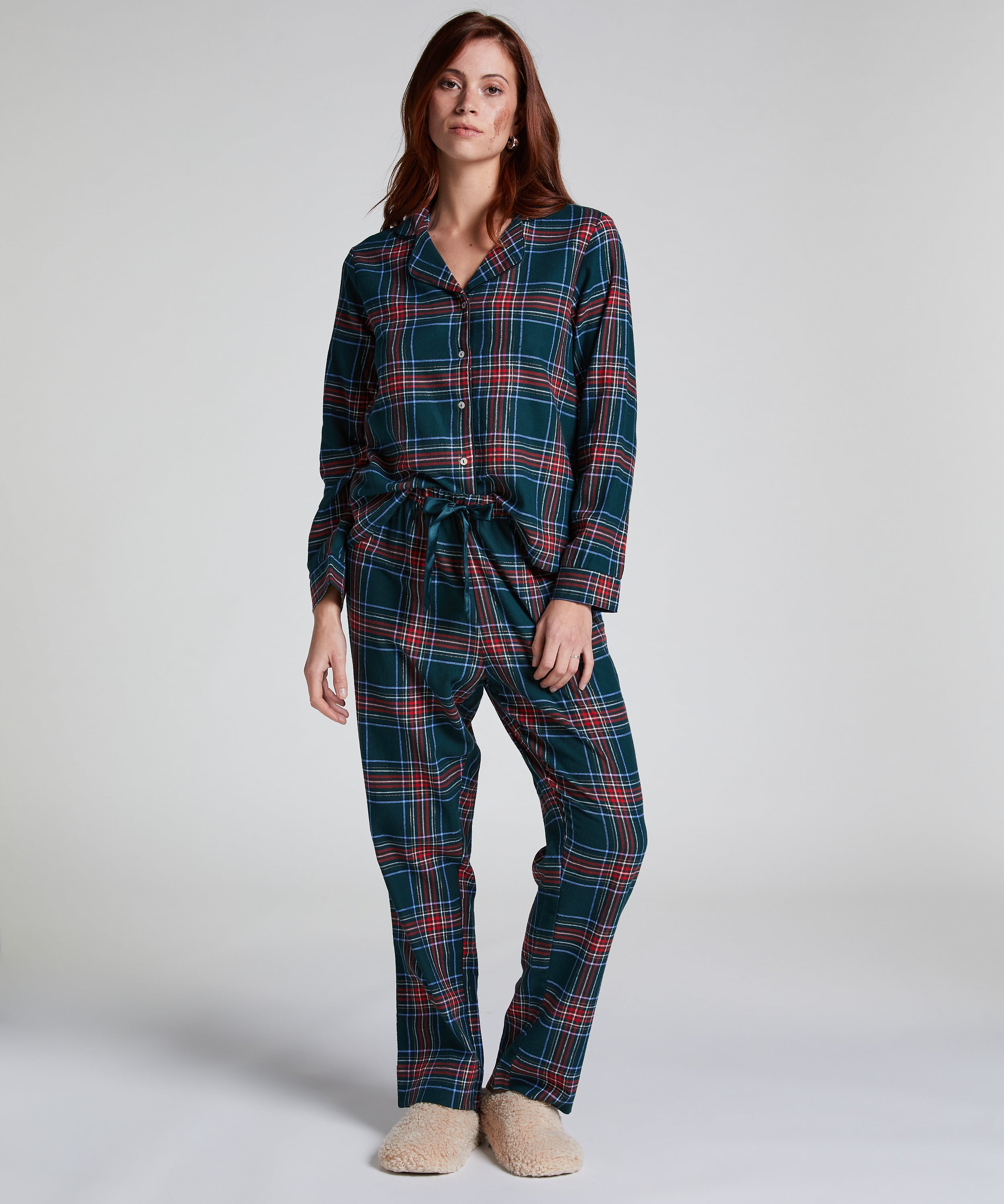 Flannel Pyjama Set, Green, main