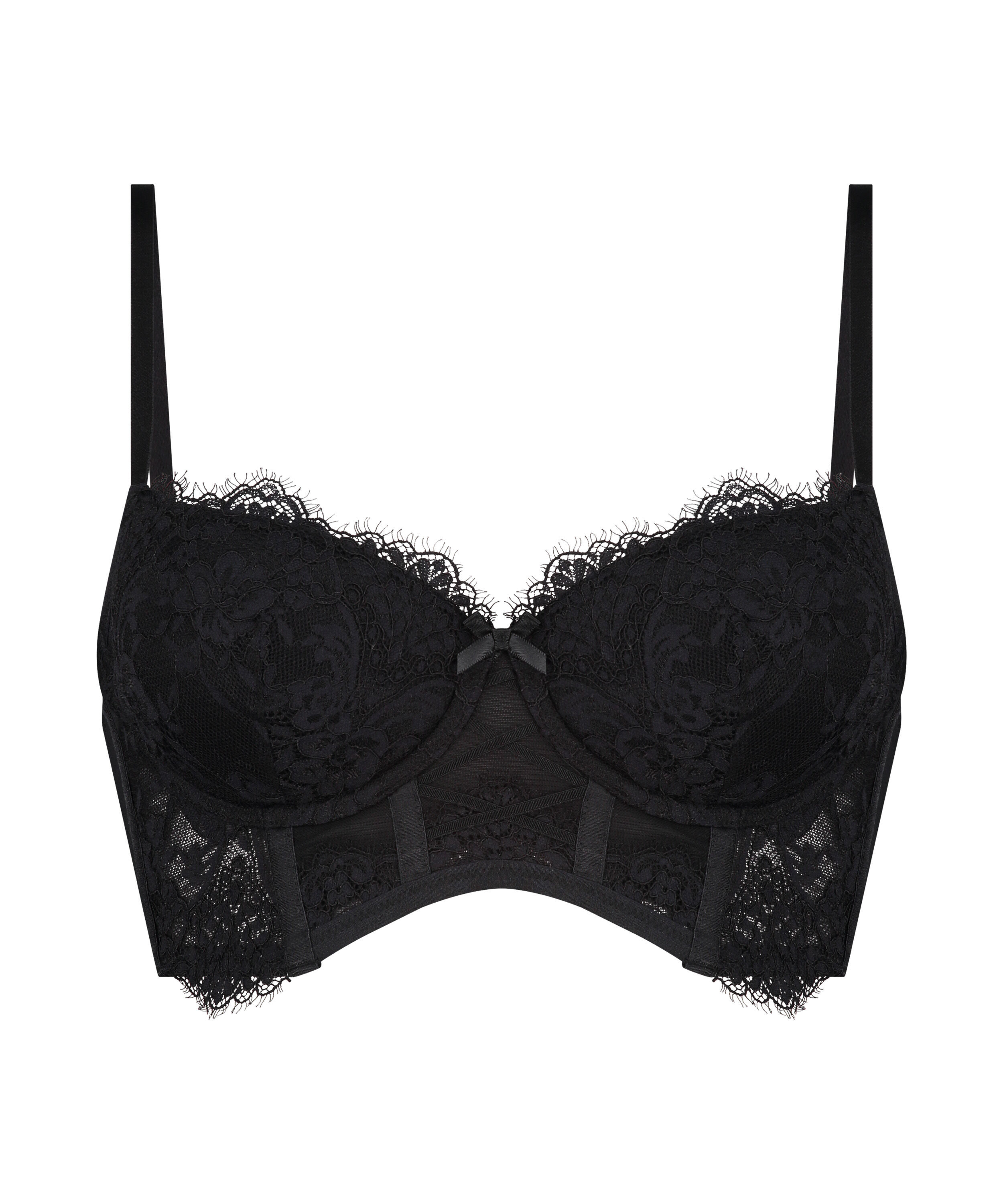 Arabella padded longline underwired bra, Black