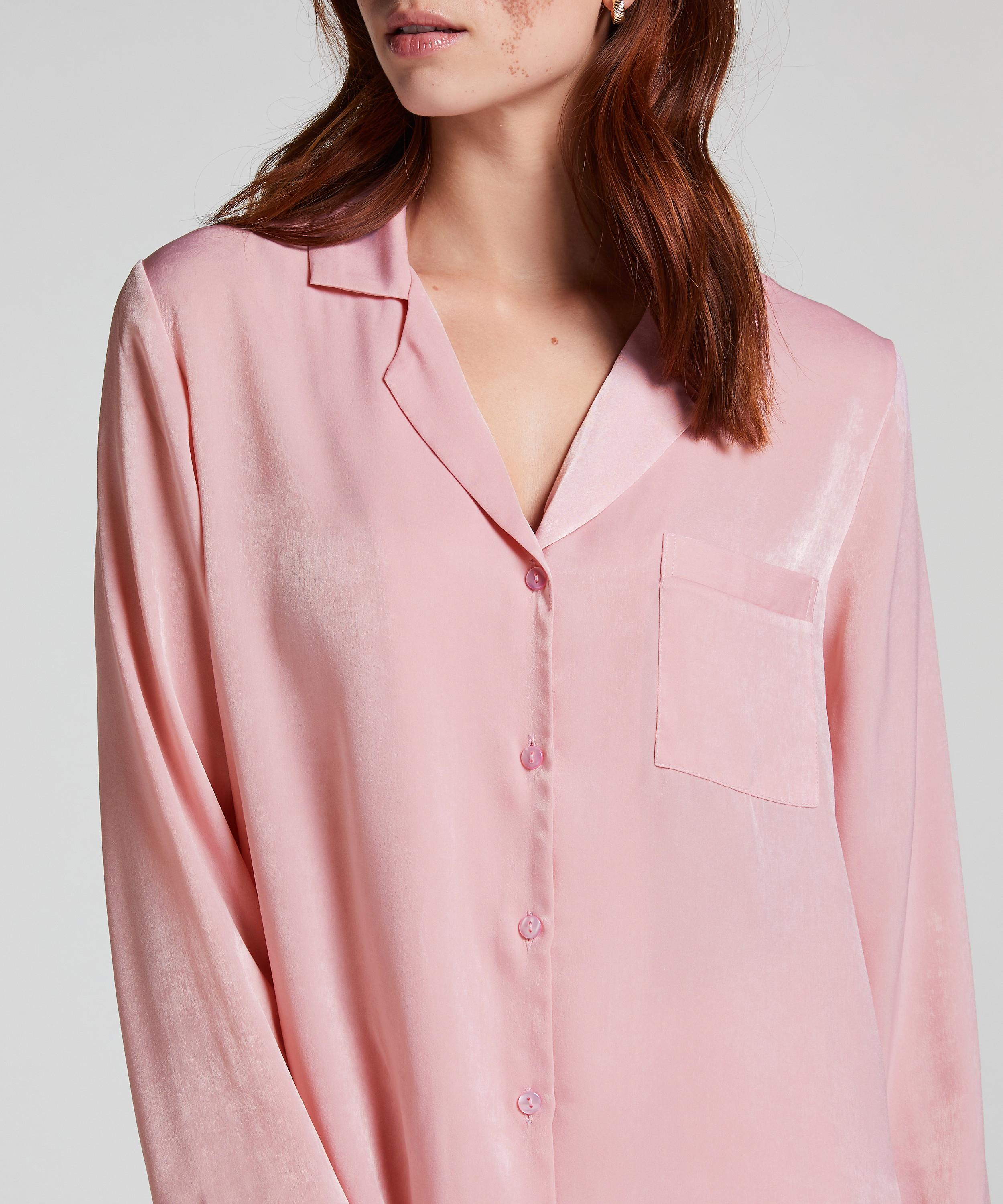Satin Long-Sleeved Jacket, Pink, main