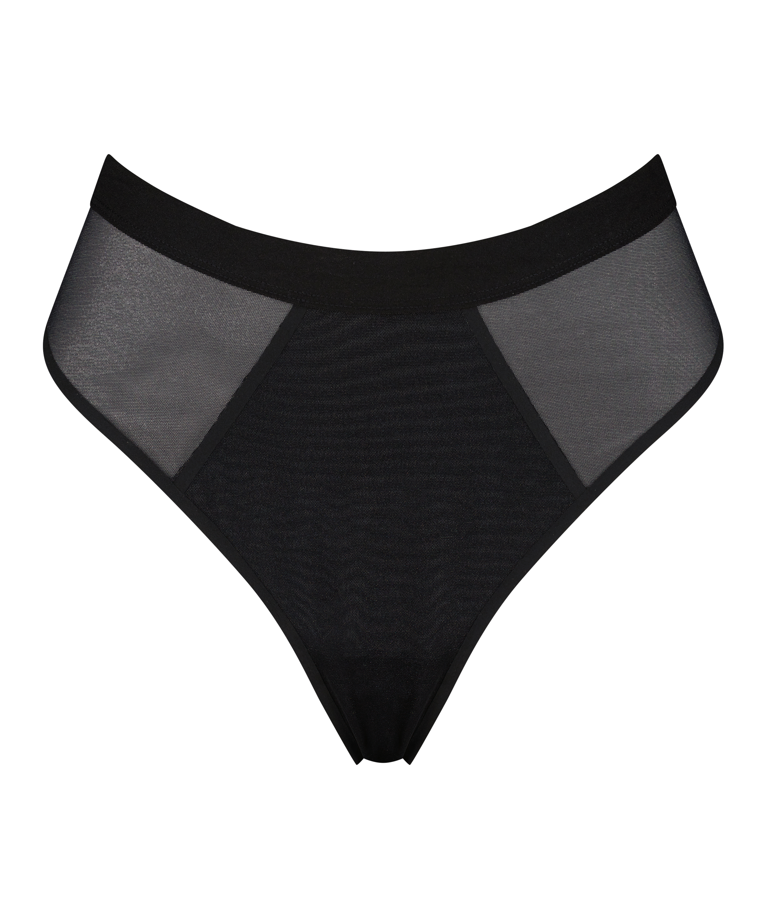High-Cut invisible Mesh thong, Black, main