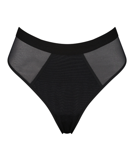 High-Cut invisible Mesh thong, Black