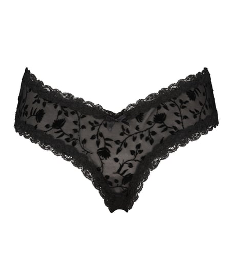 V-shaped Brazilian knickers mesh, Black