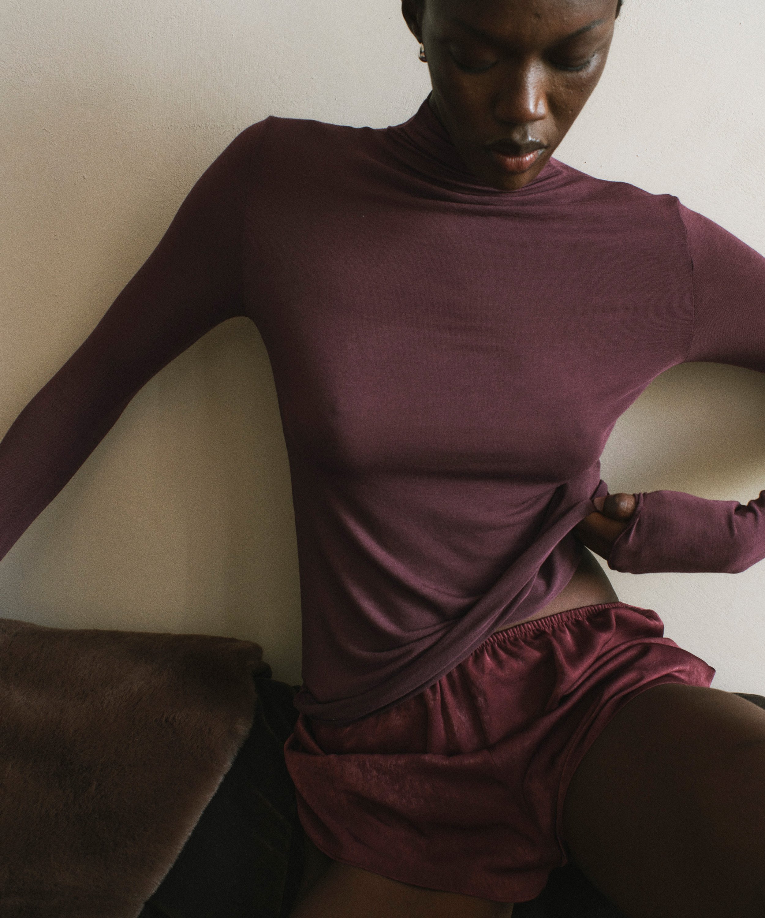 Short Satin Minimal, Purple, main