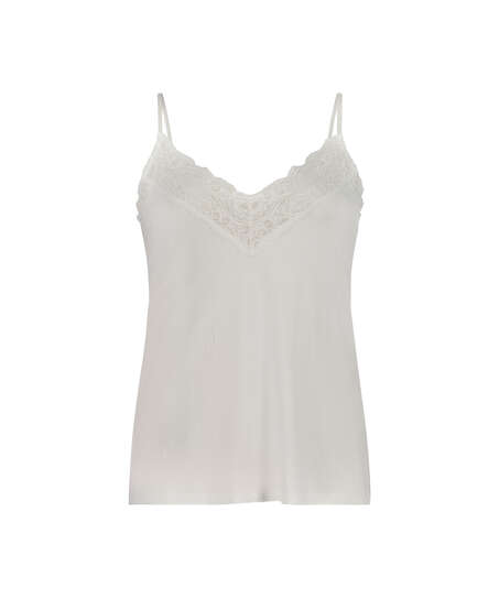 Jersey Lace Cami, White