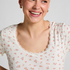 Ribbed Lace Short-sleeved Top, White
