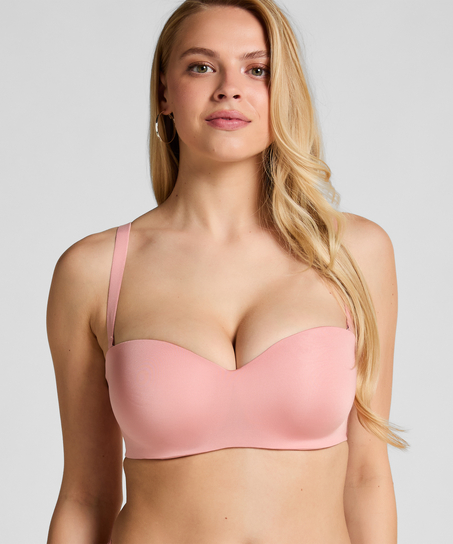 Smooth Padded Underwired Strapless Push-Up Bra, Pink