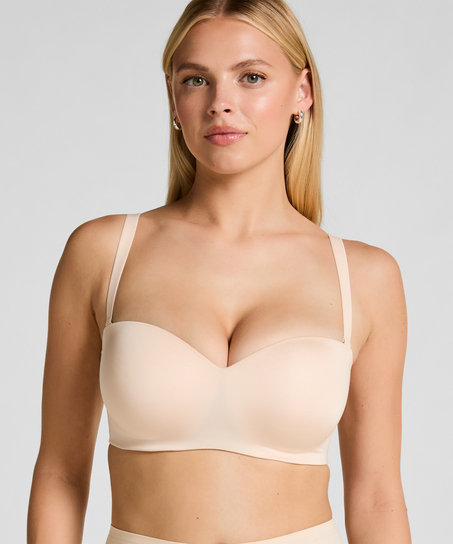 Smooth Padded Underwired Strapless Push-Up Bra, Beige