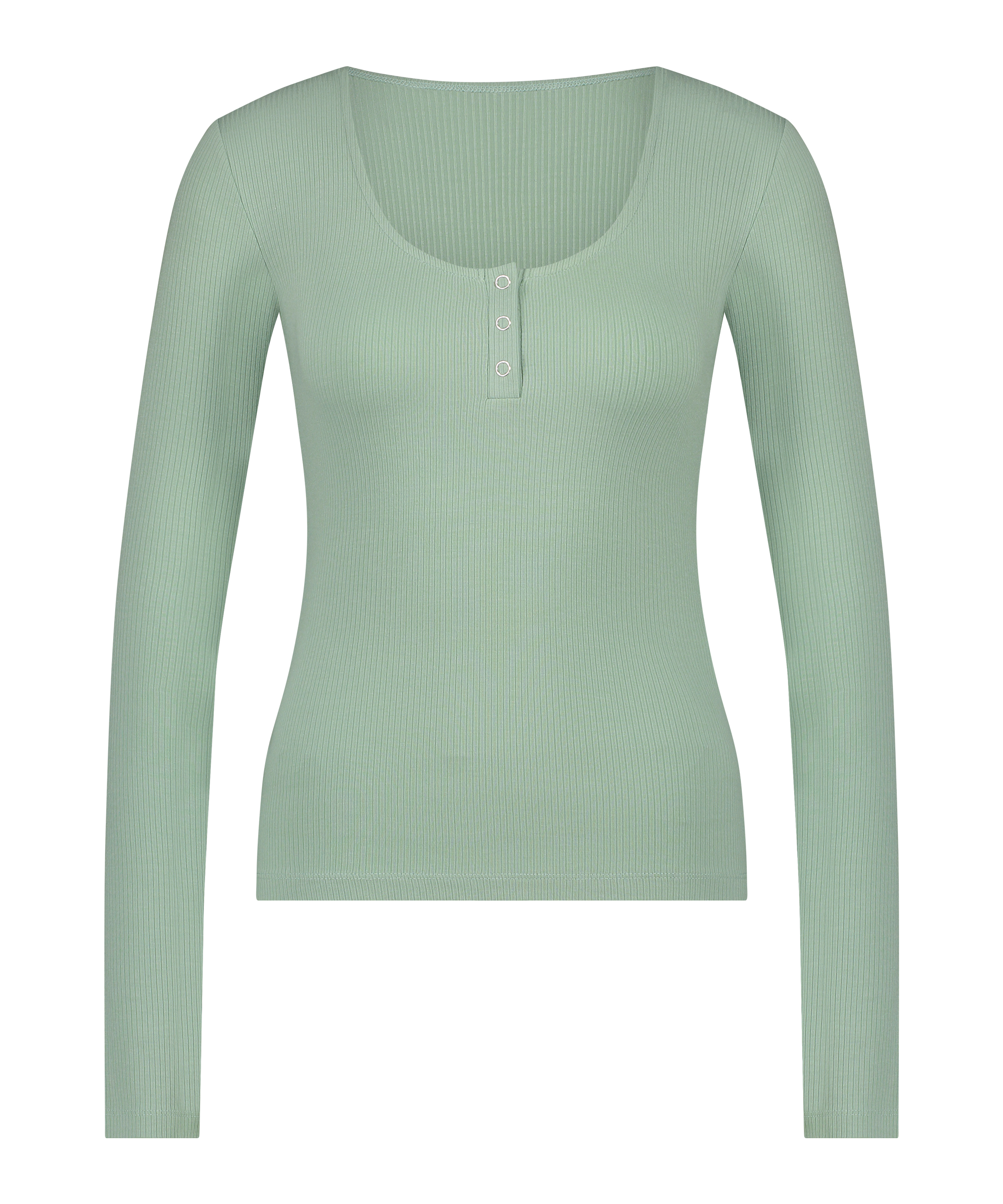 Ribbed Pyjama Top, Green, main