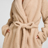 Long Fleece Bathrobe, Beige