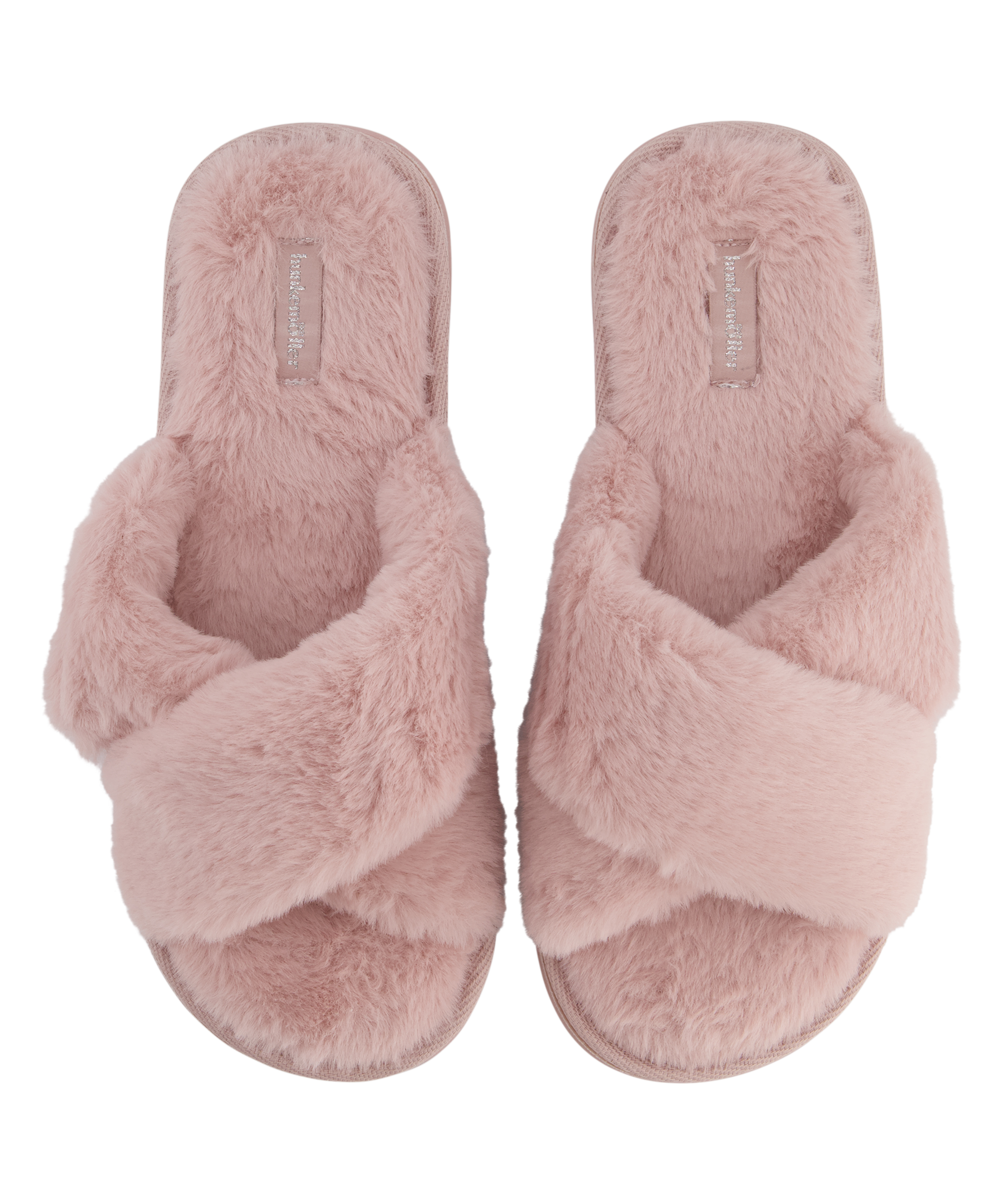 Crossed Fake Fur Slippers, Pink, main
