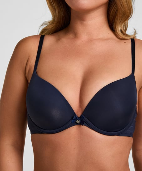 Plunge Padded Underwired Bra, Blue