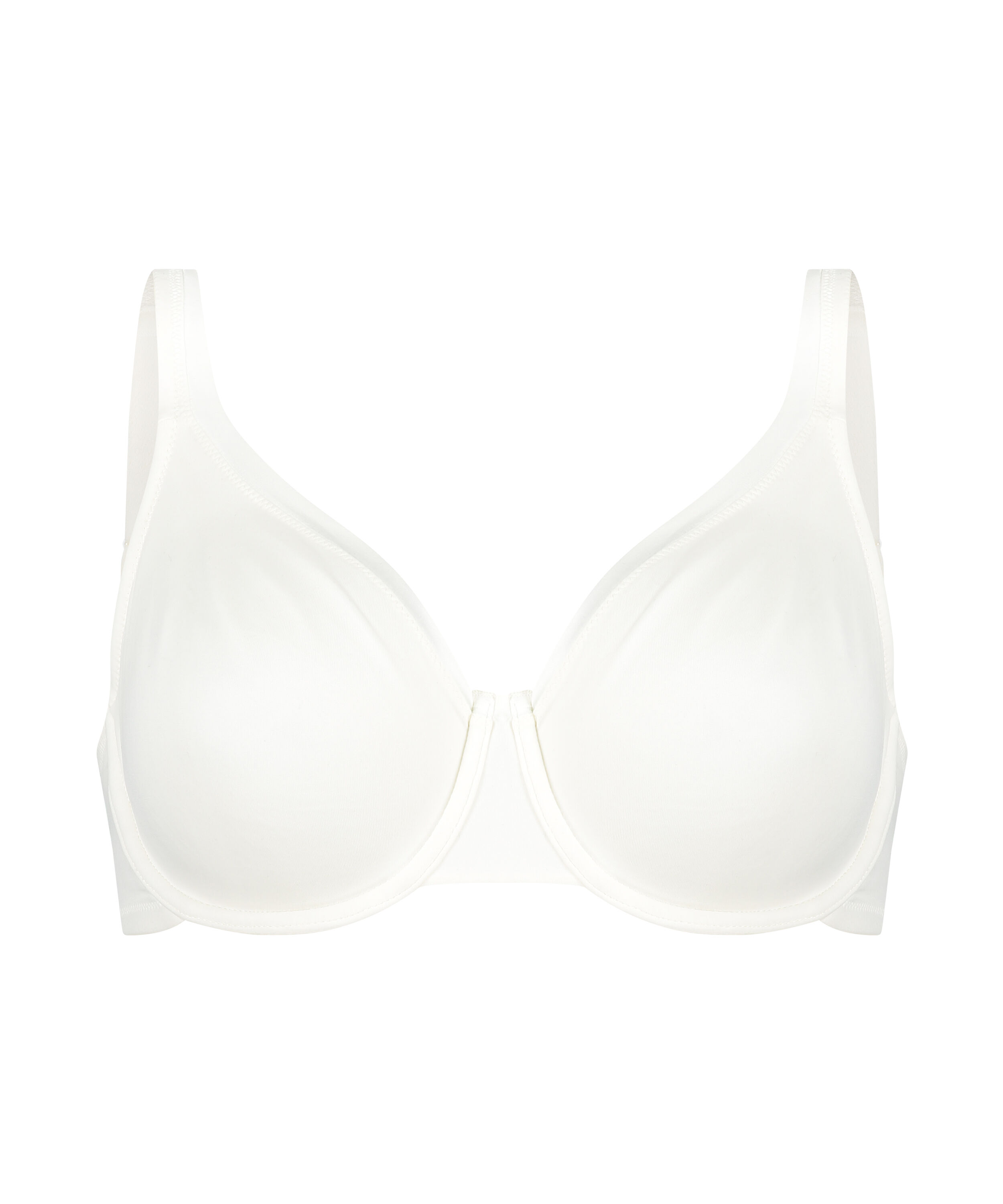 Satin Fleece Non-Padded Underwired Bra, White