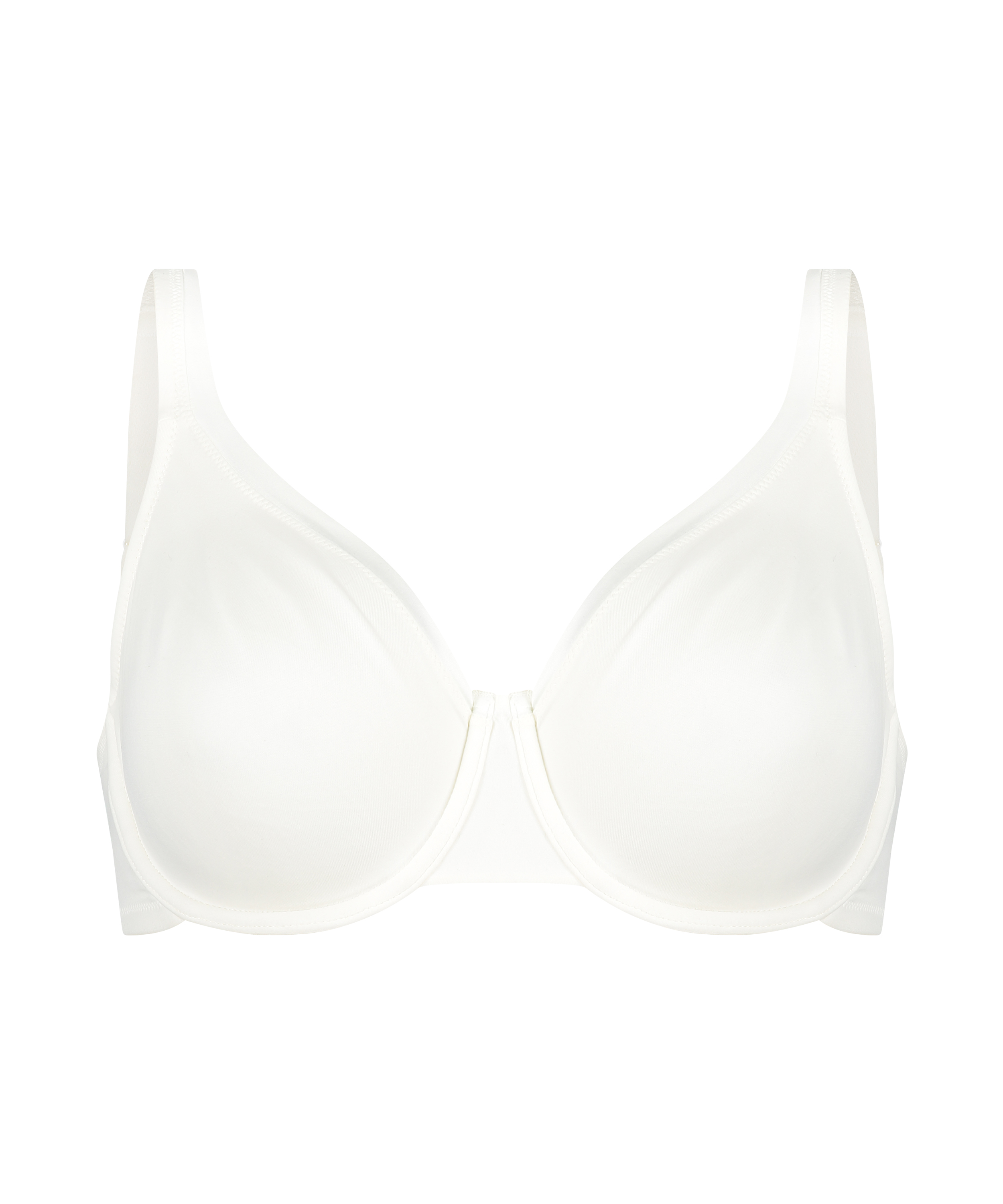 Satin Fleece Non-Padded Underwired Bra, White, main
