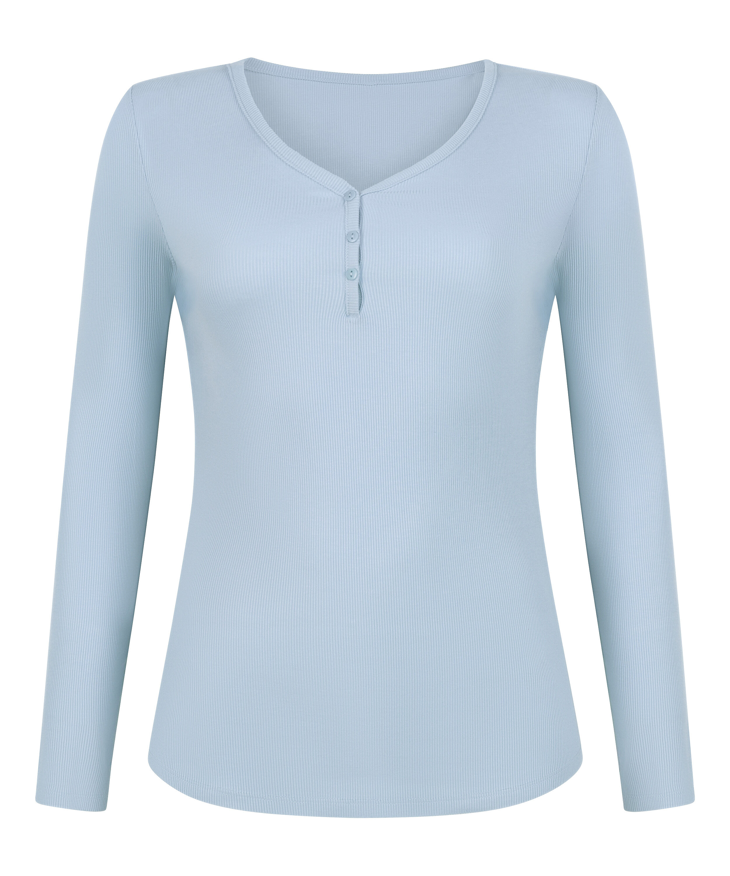 Longsleeved Pyjama Top Henley, Blue