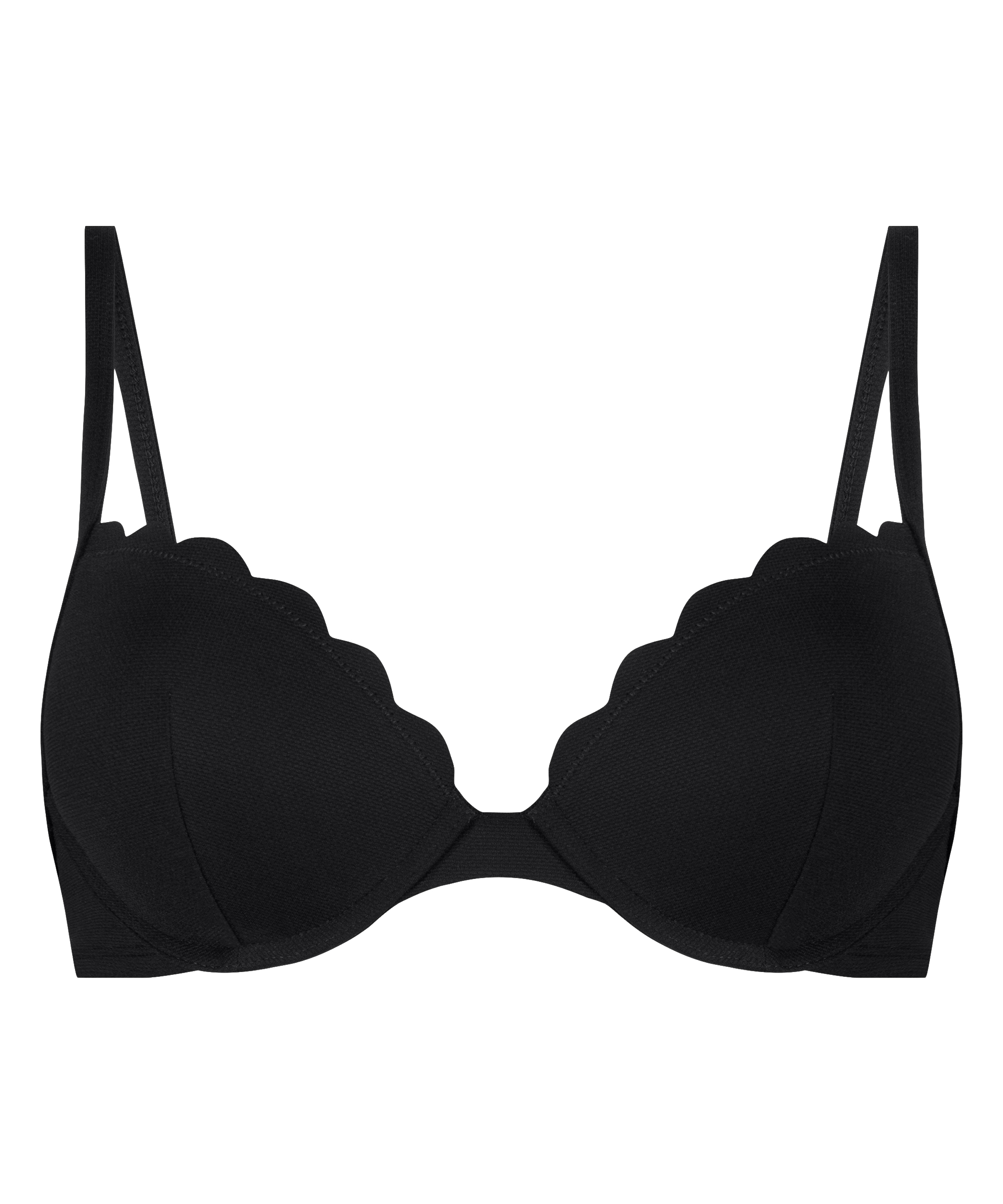Scallop padded underwired bikini-top, Black, main