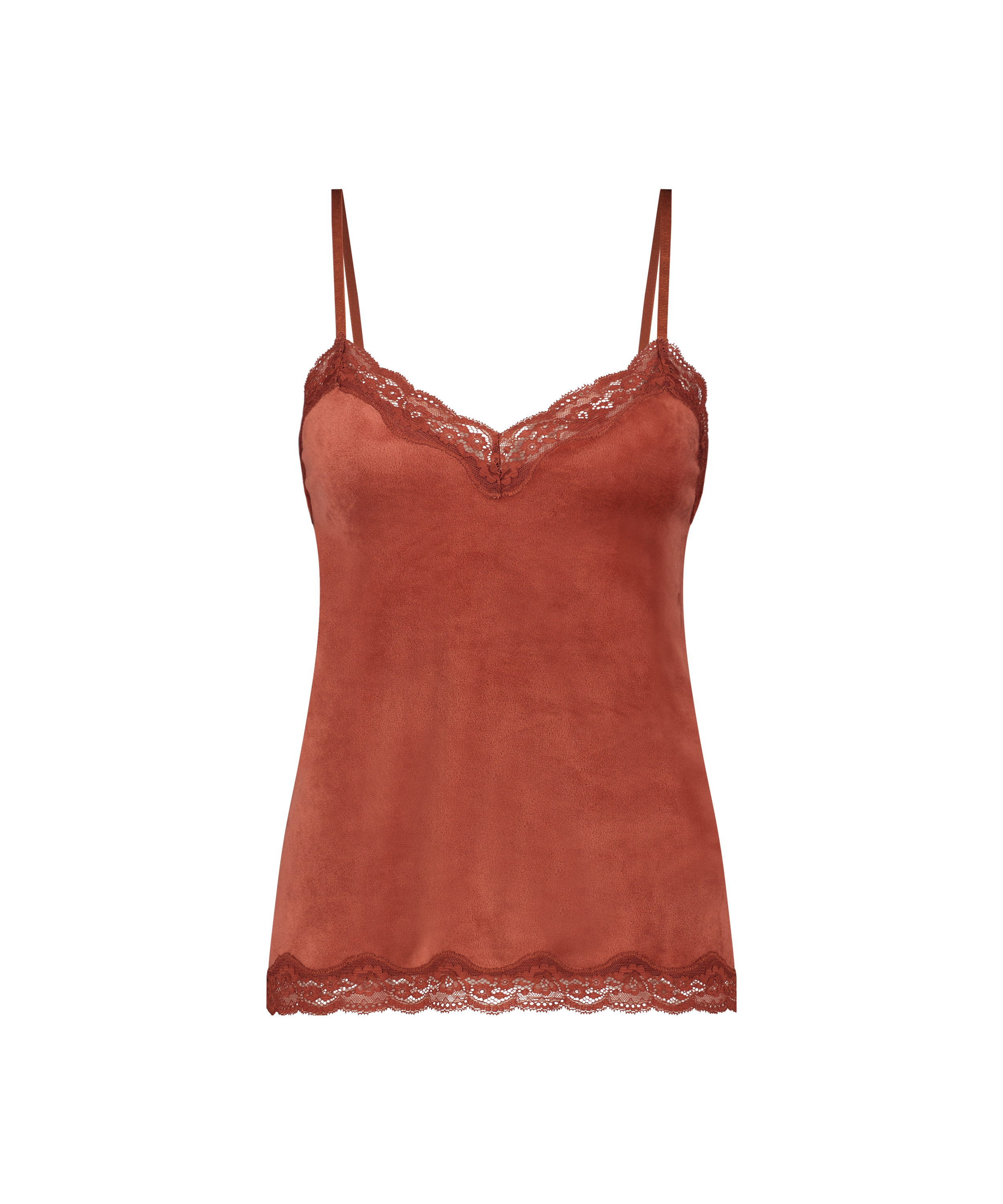 Velours Lace Cami Top, Brown, main