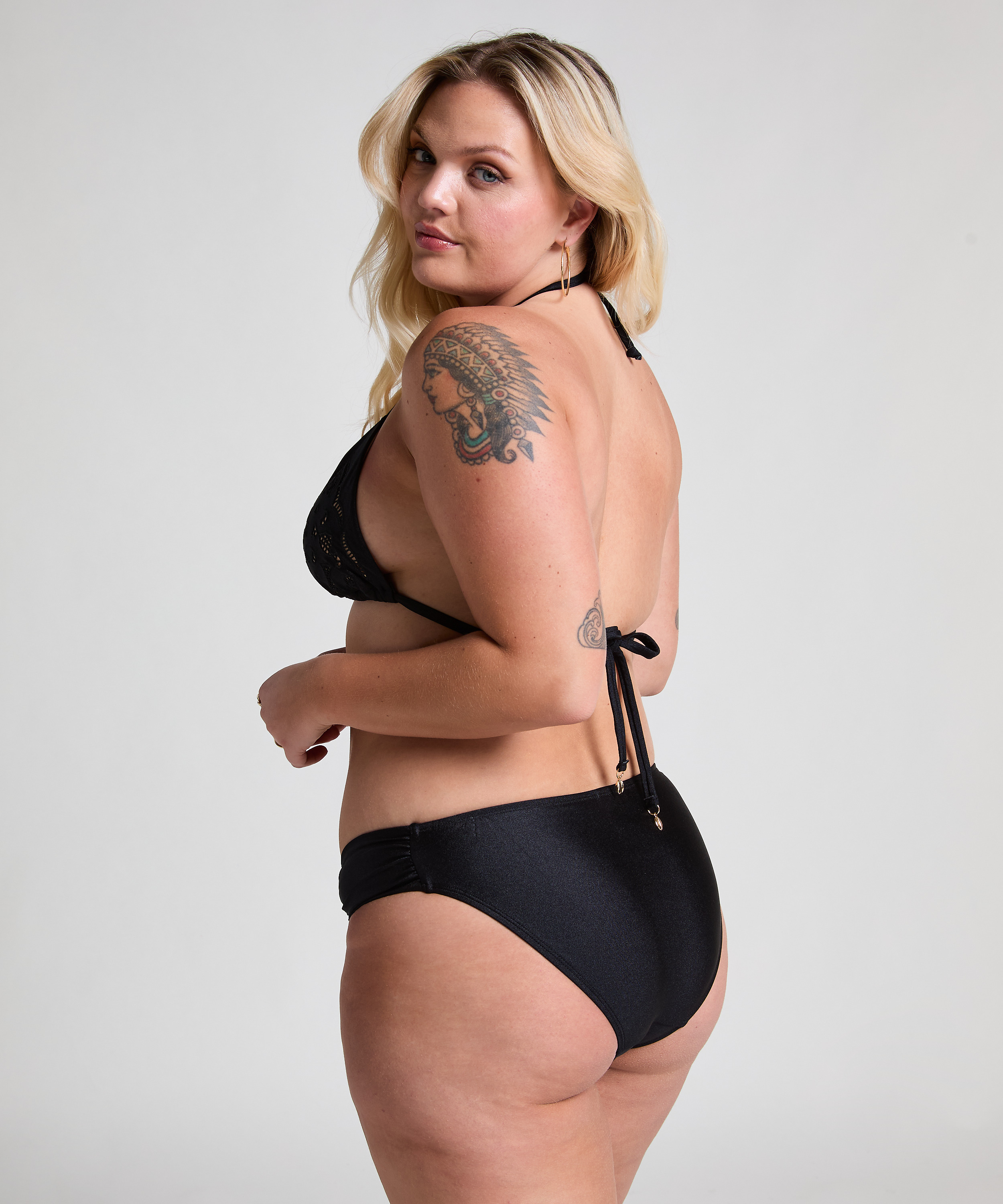 Boho Triangle Bikini Top, Black, main