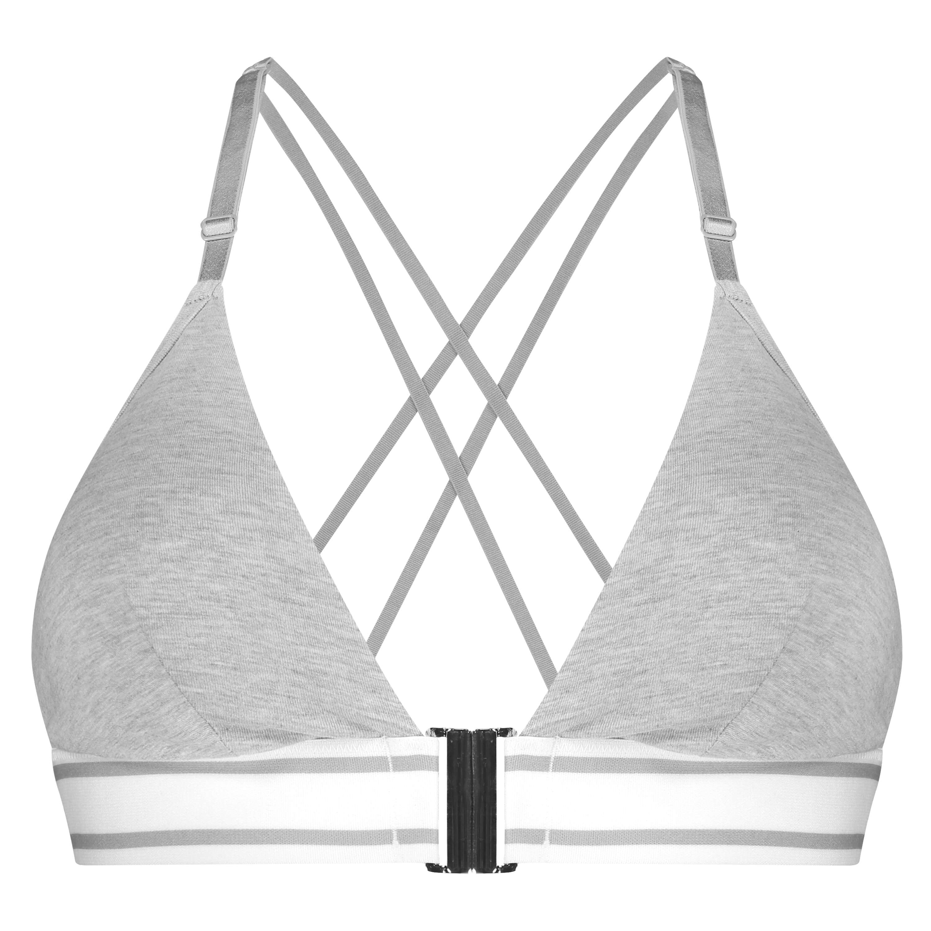 Casey cotton padded triangle bralette, Grey, main