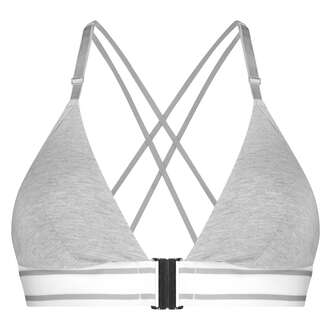 Casey cotton padded triangle bralette, Grey