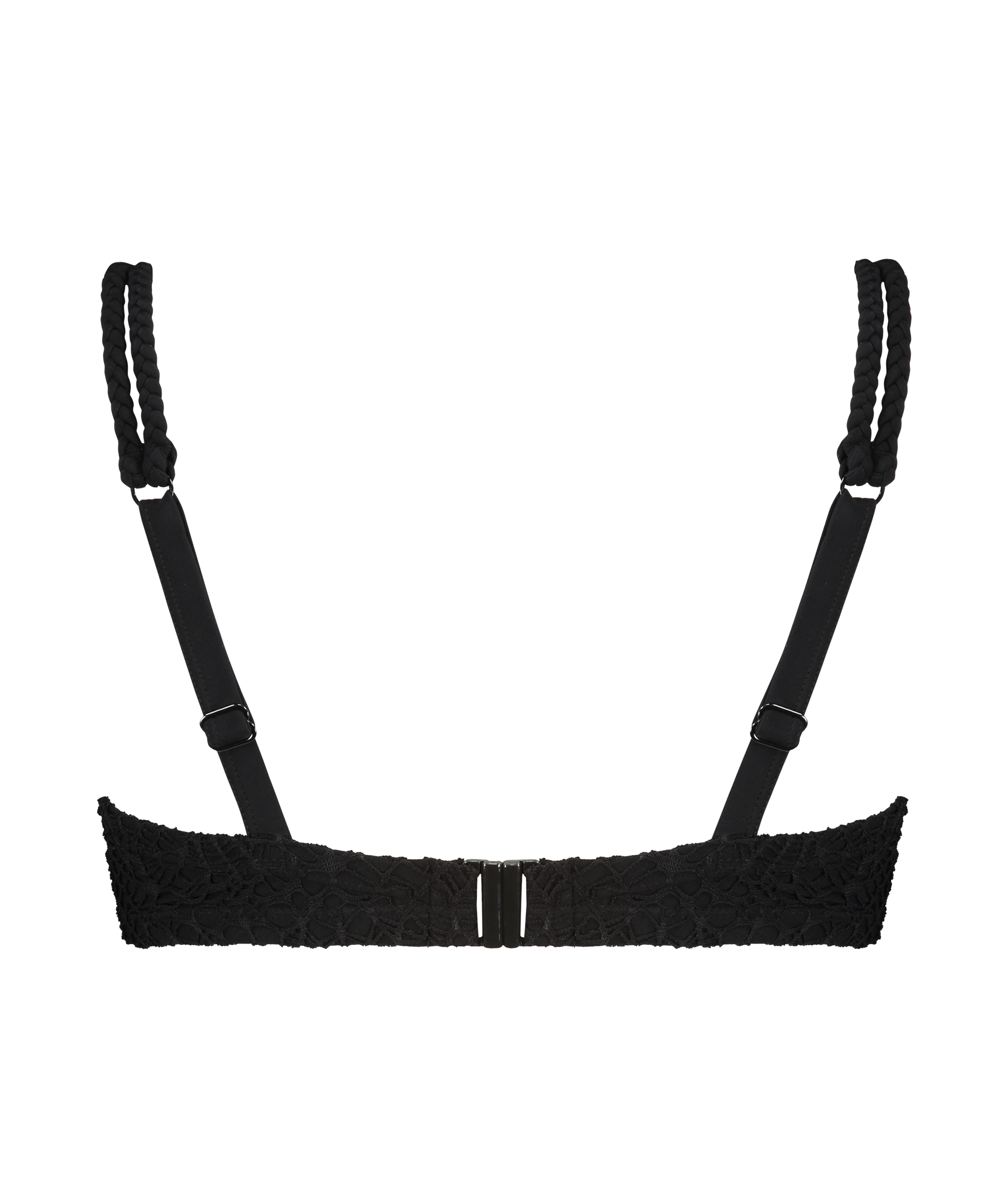 Crochet Lurex Padded Underwired Bikini Top, Black, main