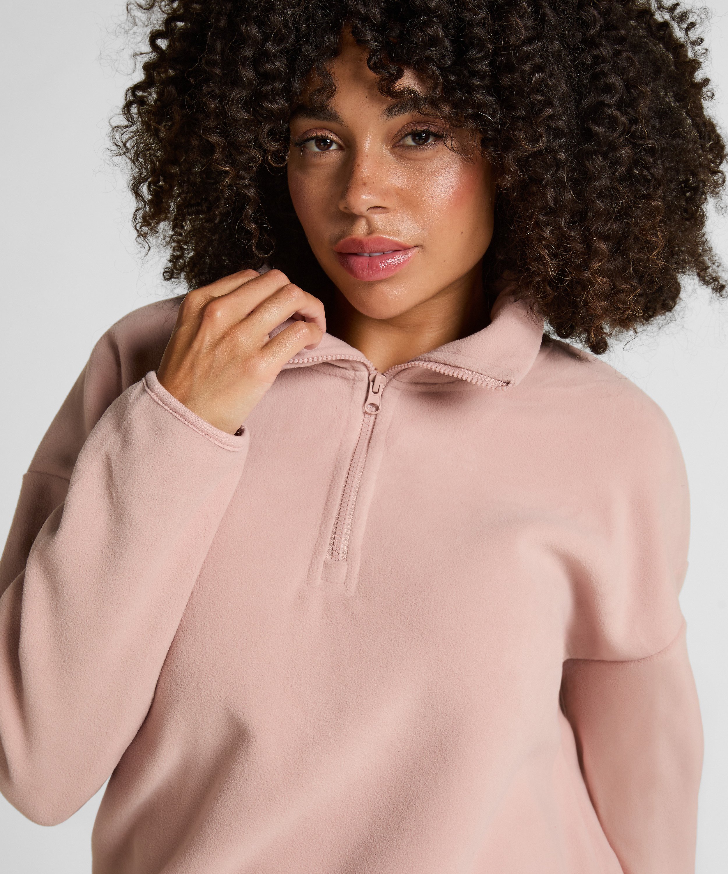 Top Half Zip Sporty Fleece, Pink, main
