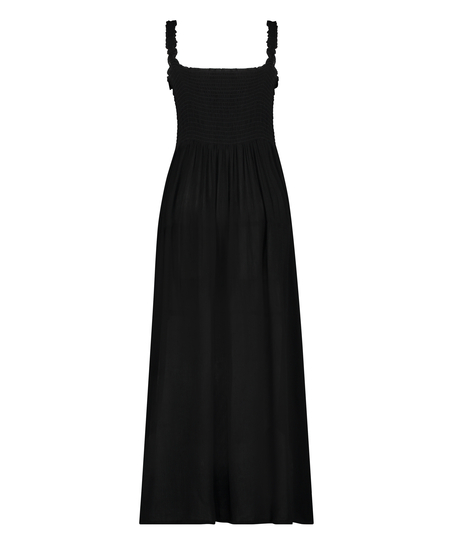 Smocked maxi dress, Black