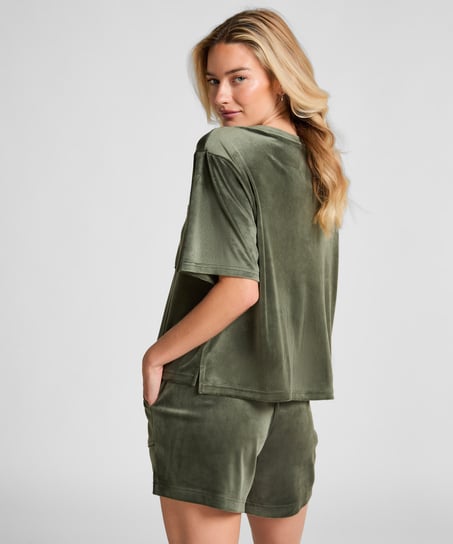 Velvet Pocket shorts, Green