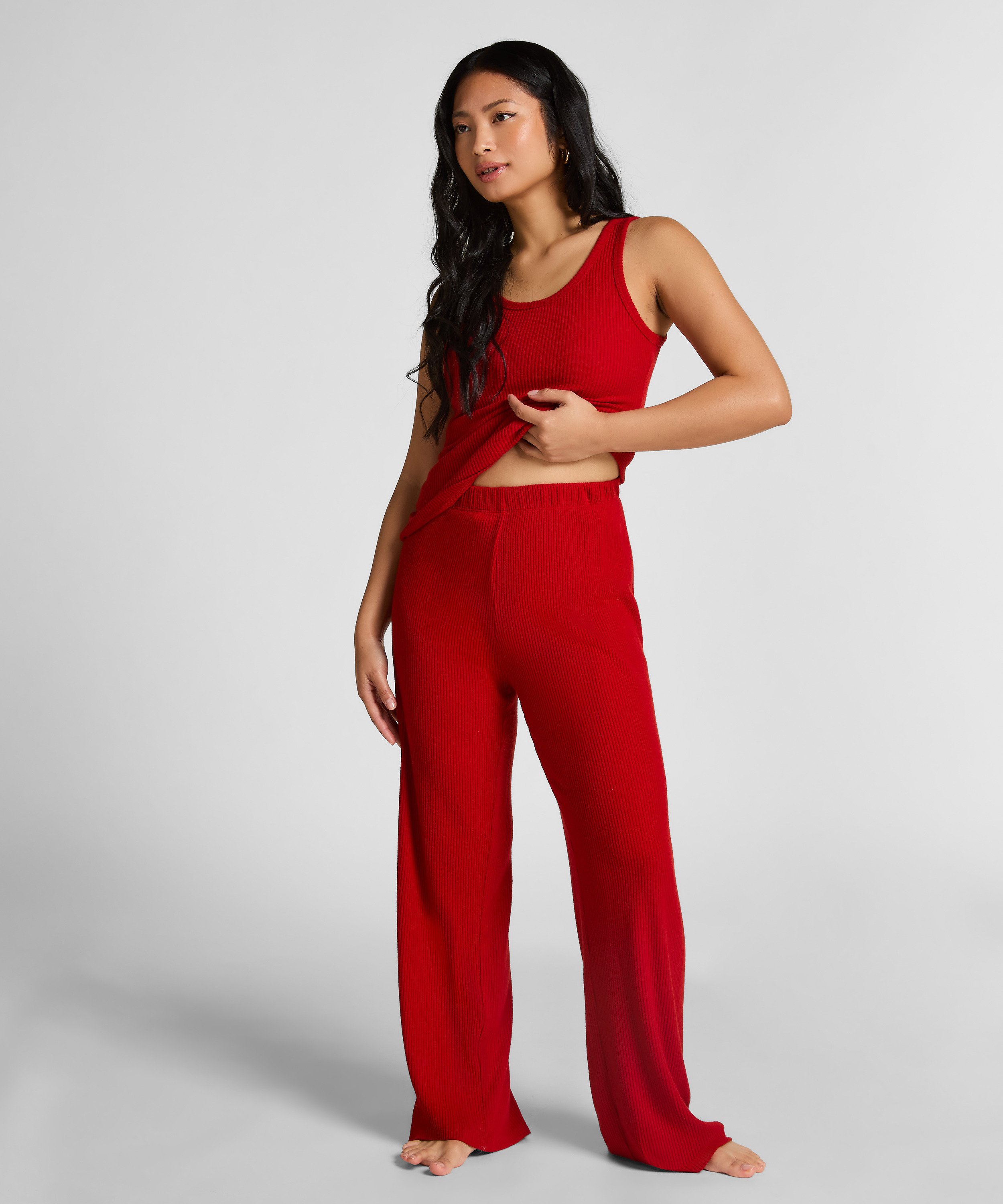 Brushed Jersey Trousers, Red, main