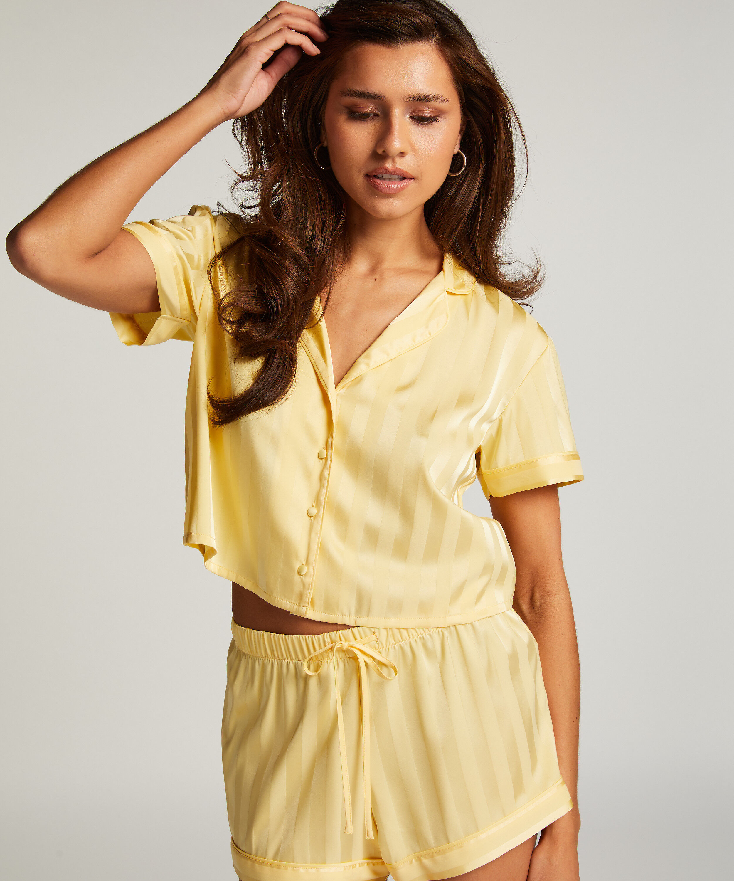 Satin Pyjama Set, Yellow