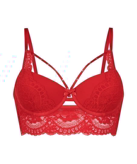 Mariah Padded Underwired Longline Bra, Red