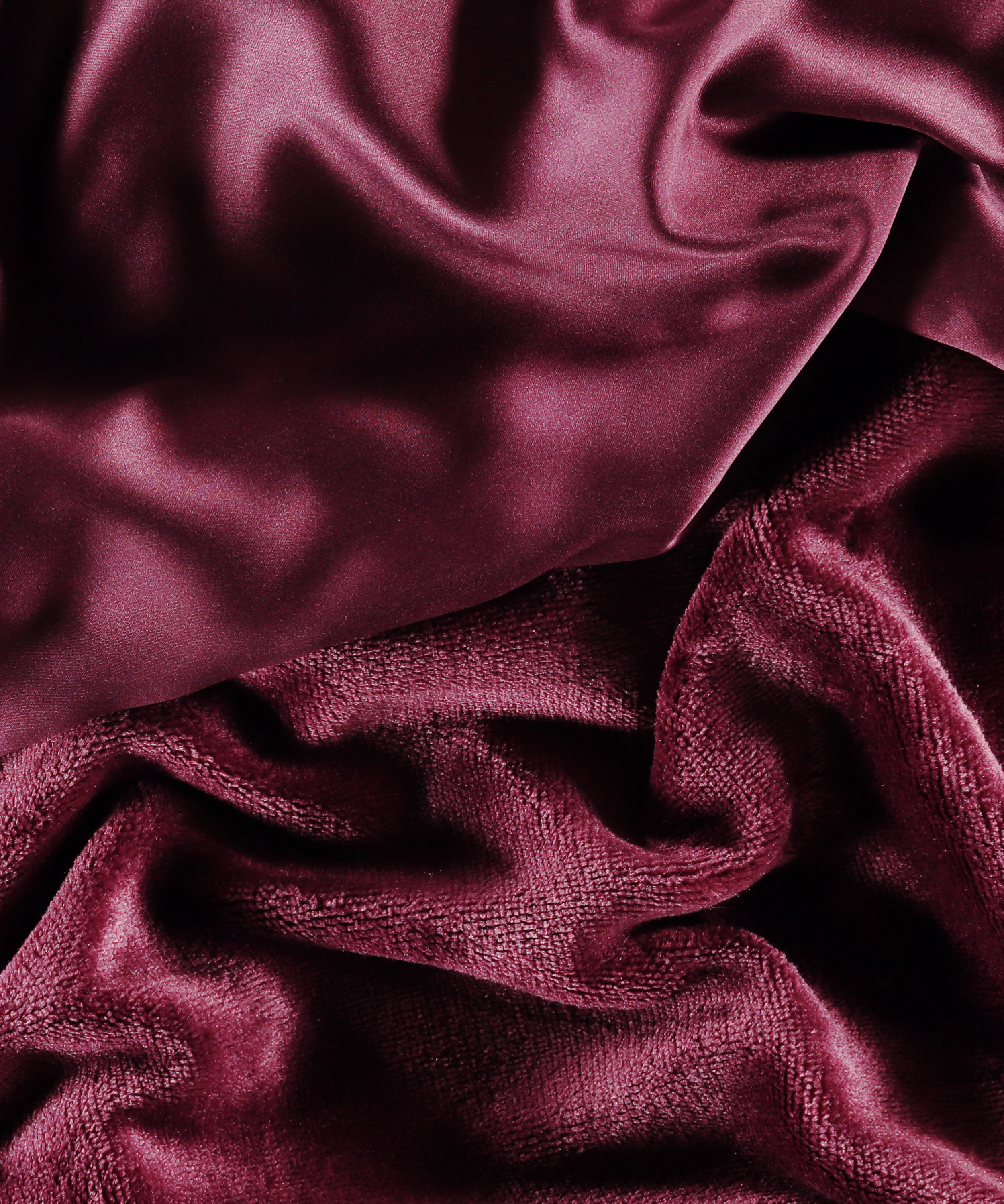 Satin Fleece Bathrobe, Purple, main