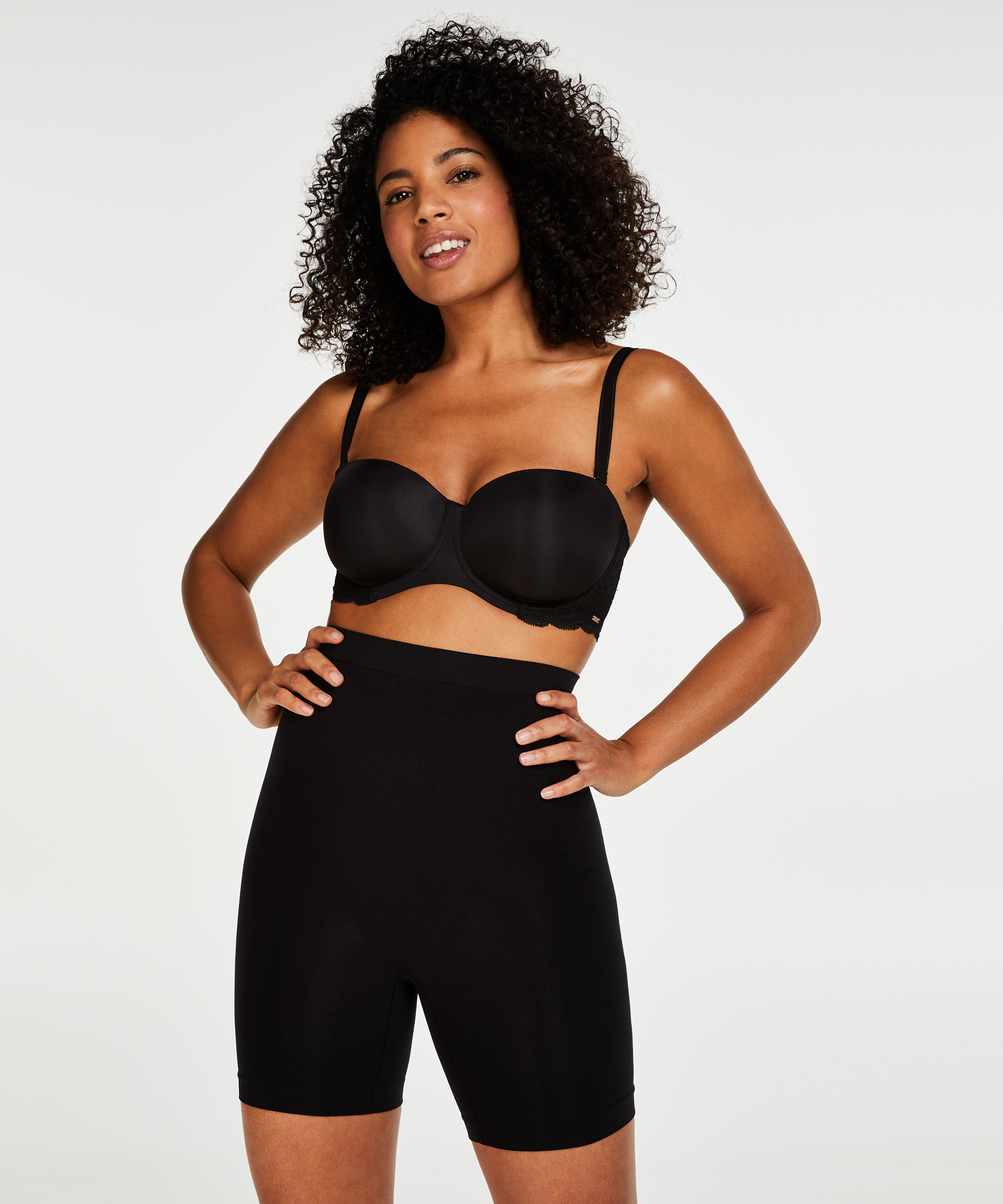 Firming high waisted thigh slimmer - Level 2, Black, main