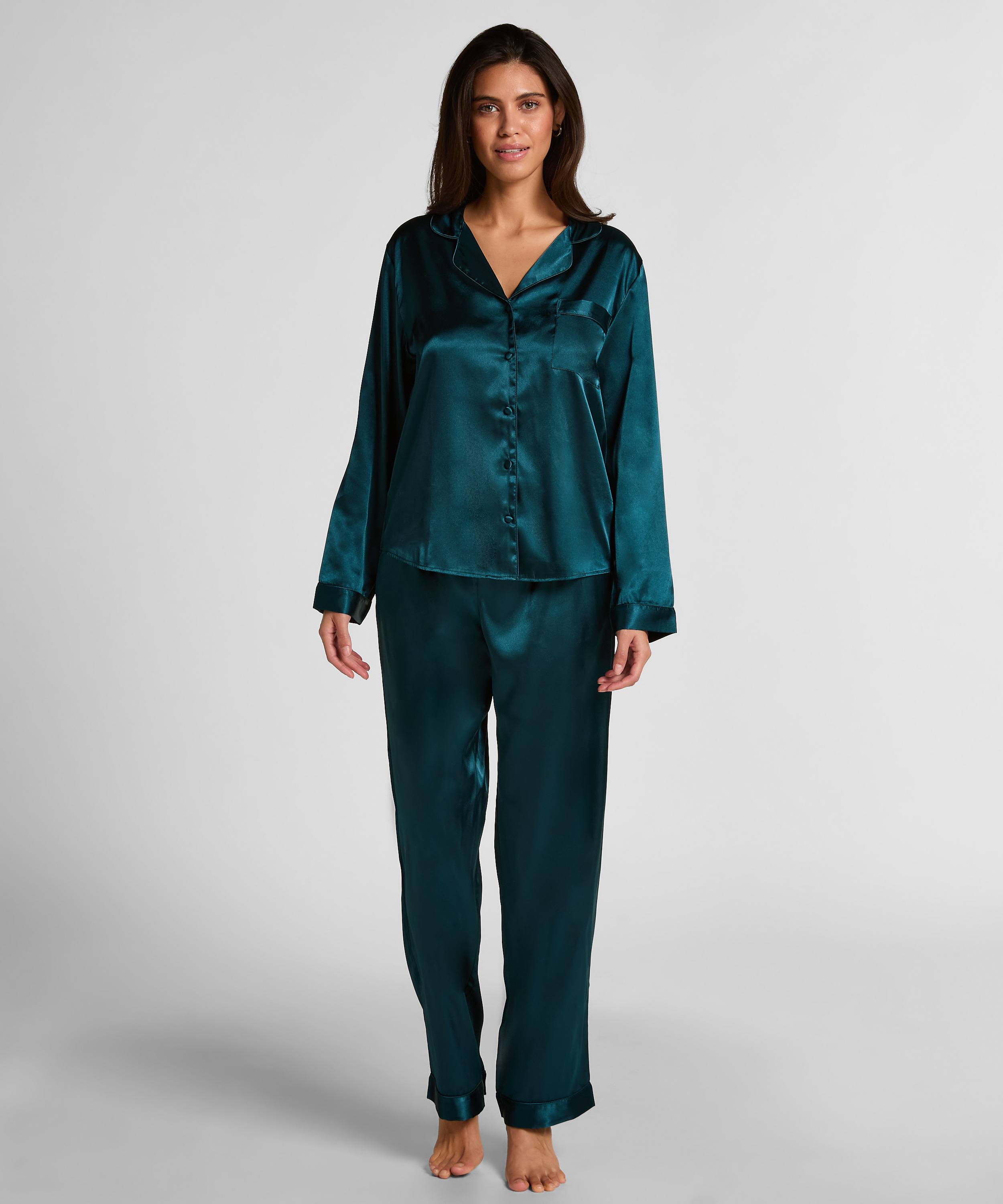 Pyjama Set Shiny Satin, Blue, main