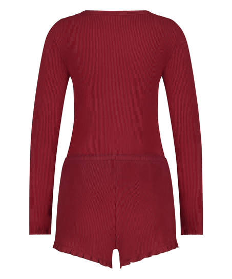 Brushed Short Onesie, Red