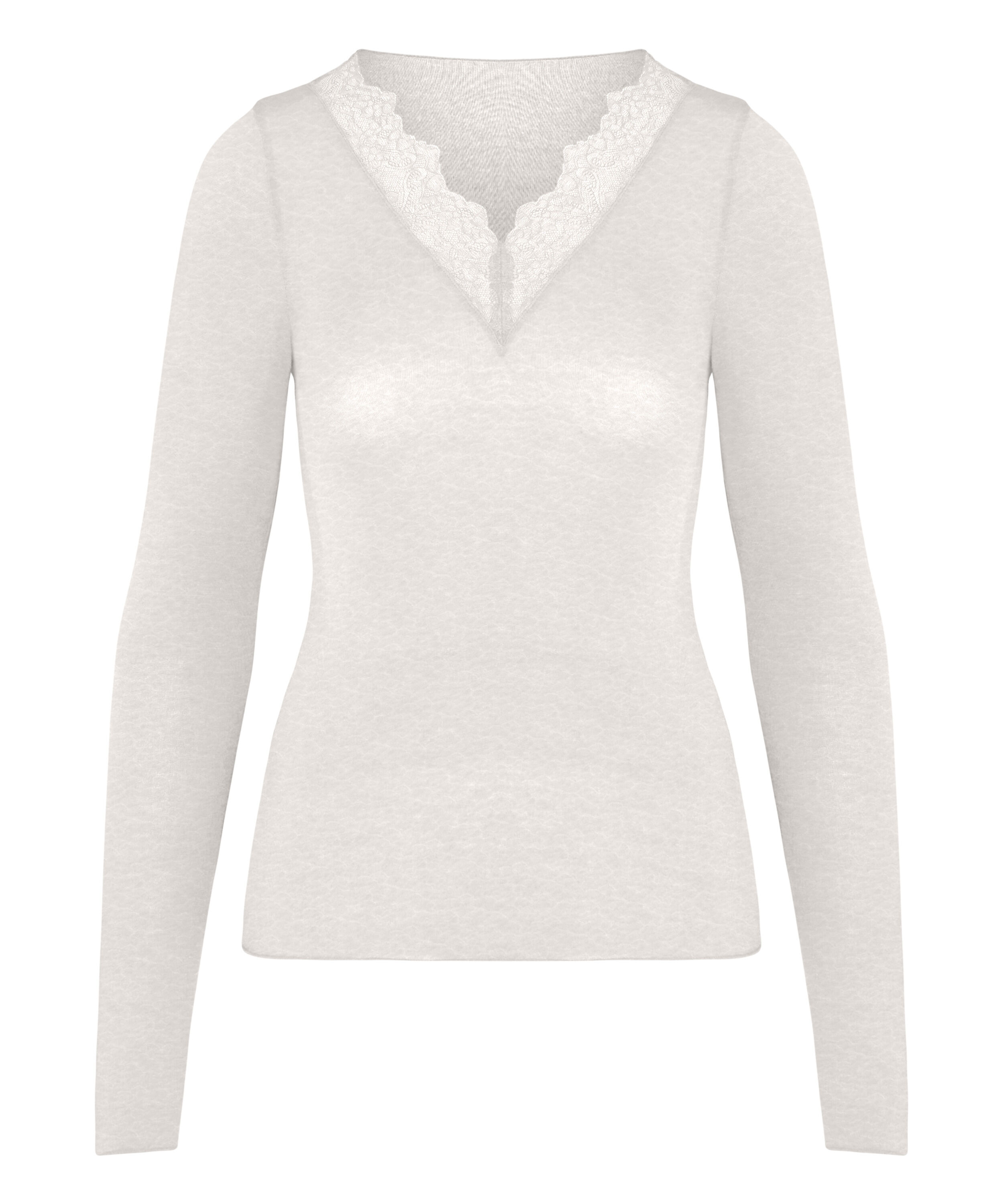super soft Lace V-Neck shirt with Cashmere, Gray