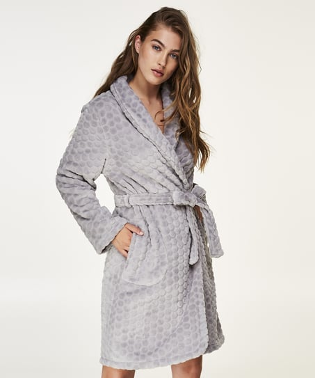 Fleece Bathrobe, Gray