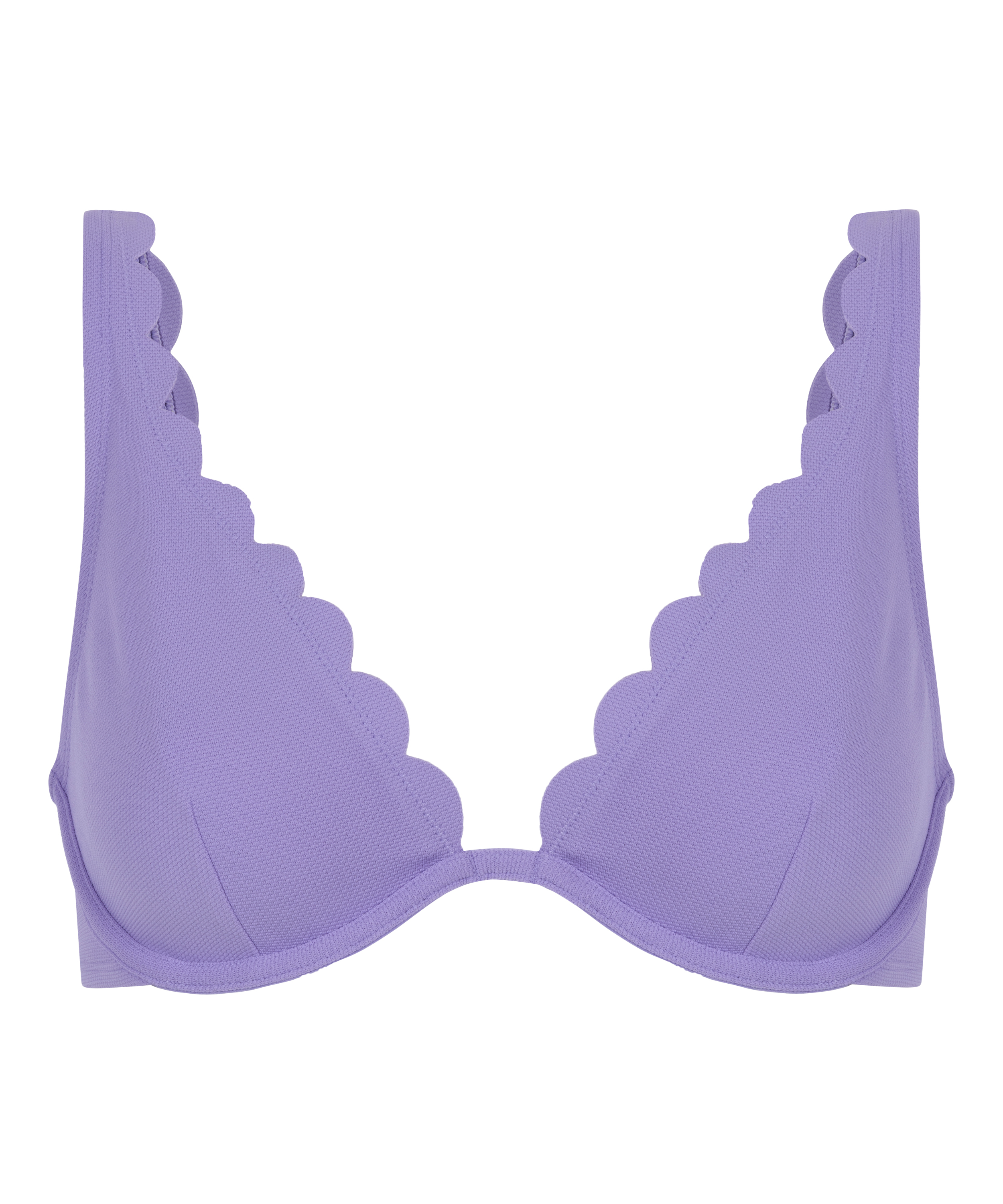 Scallop non-padded underwired bikini top, Purple, main