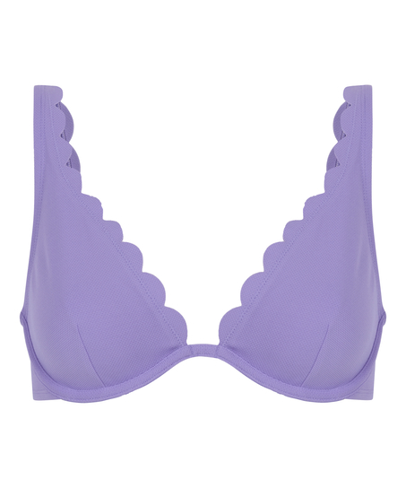 Scallop non-padded underwired bikini top, Purple
