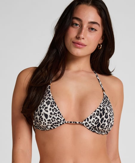 Triangle Bikini Top Leopard, Black