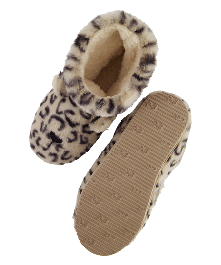 Leopard Print Boots, Beige