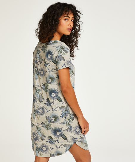 Short Sleeved Jersey Nightshirt, Beige