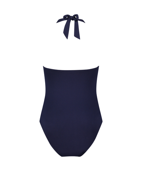 Shaping Halter Scallop Swimsuit, Blue