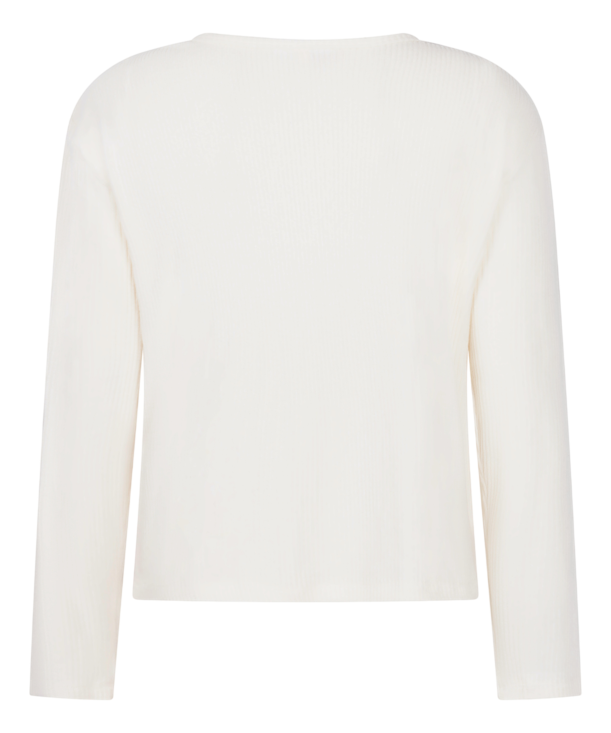 Jersey Long-Sleeved Pyjama Top, White, main